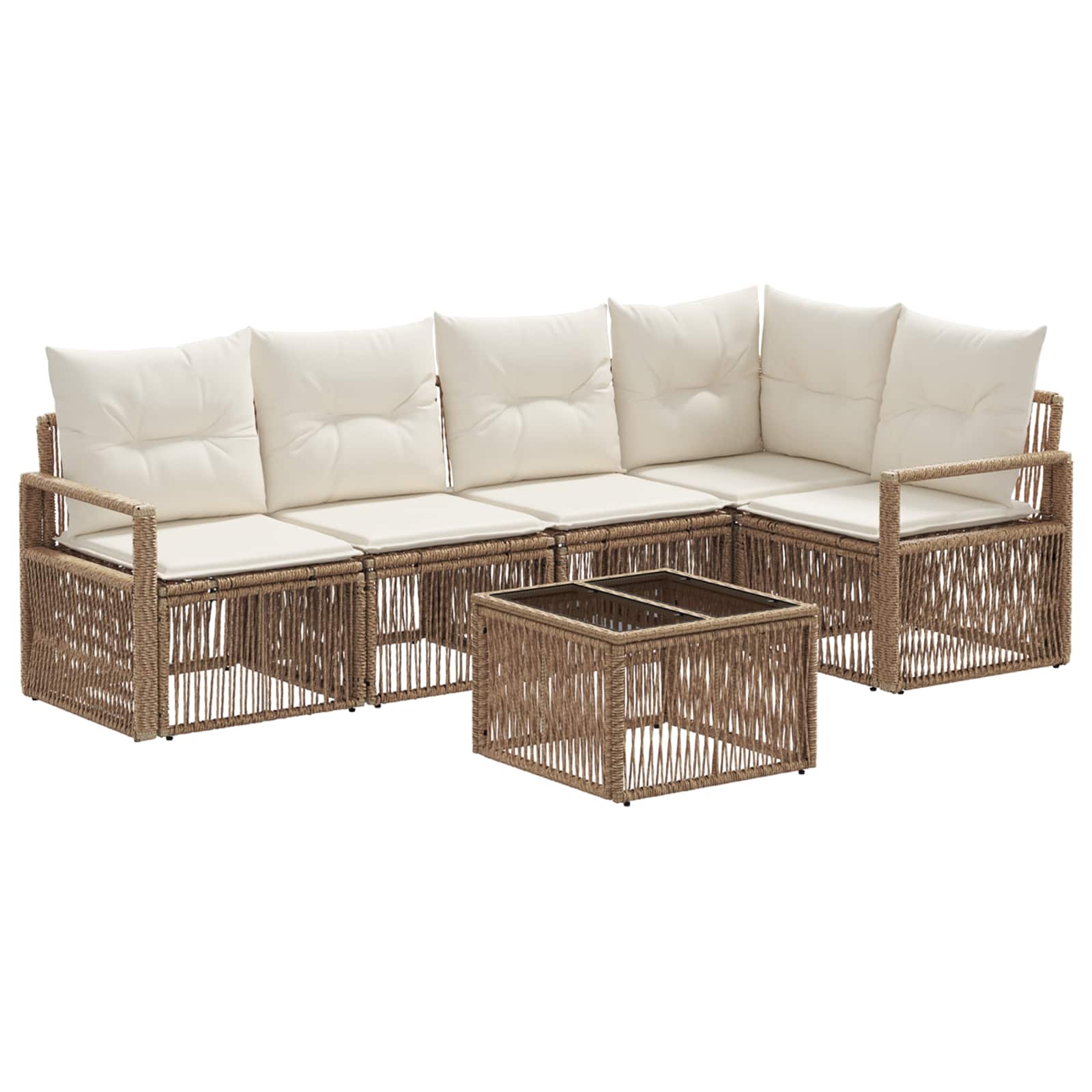 Tuinbankenset 6 pcs Beige poly rattan