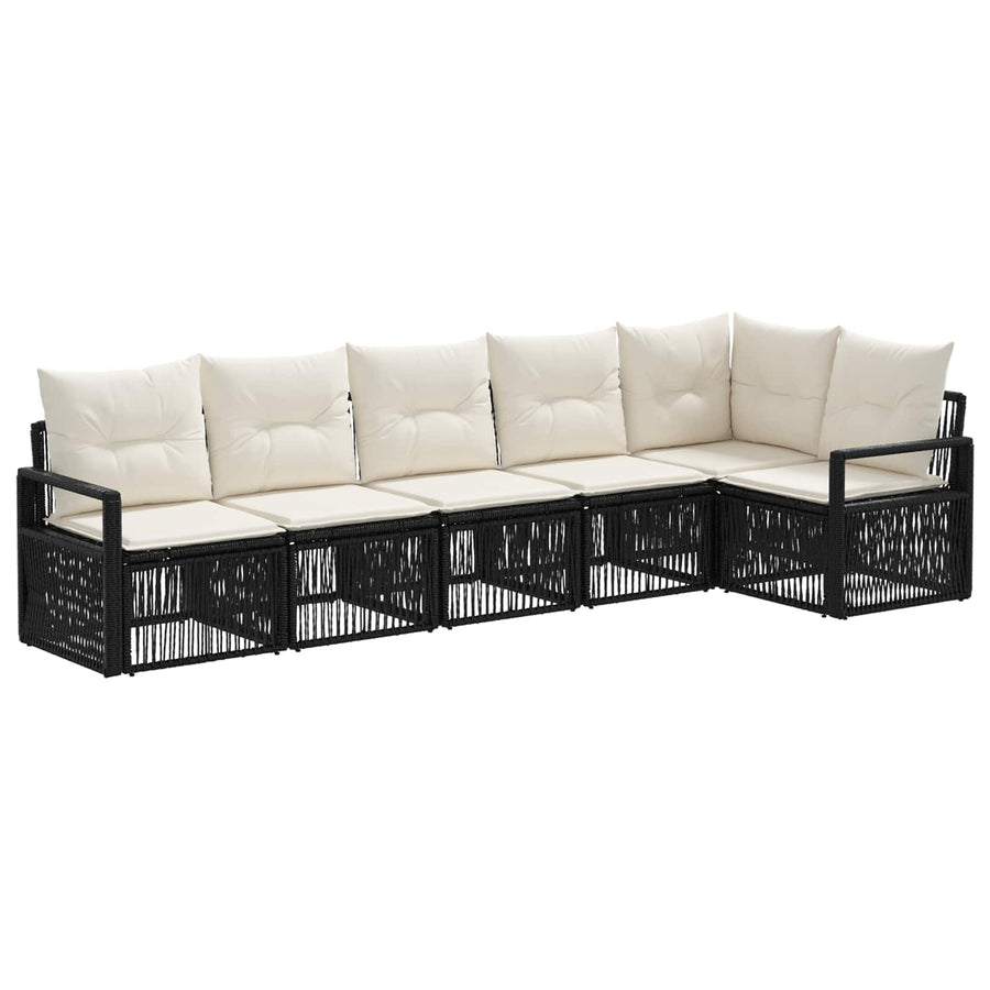 Tuinbankenset 6 pcs Zwart poly rattan