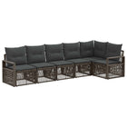 Tuinbankenset 6-delig poly rattan grijs