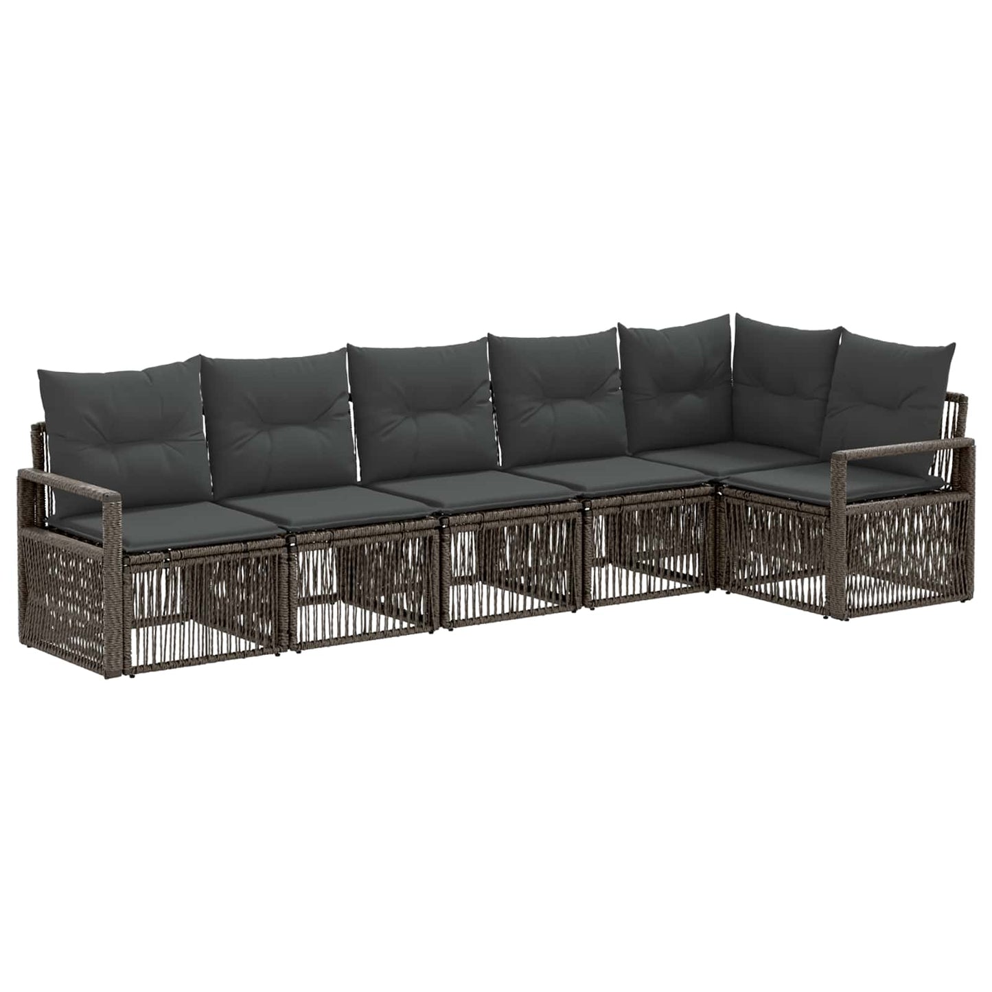 Tuinbankenset 6 pcs Grijs poly rattan