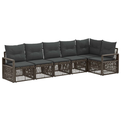 Tuinbankenset 6 pcs Grijs poly rattan