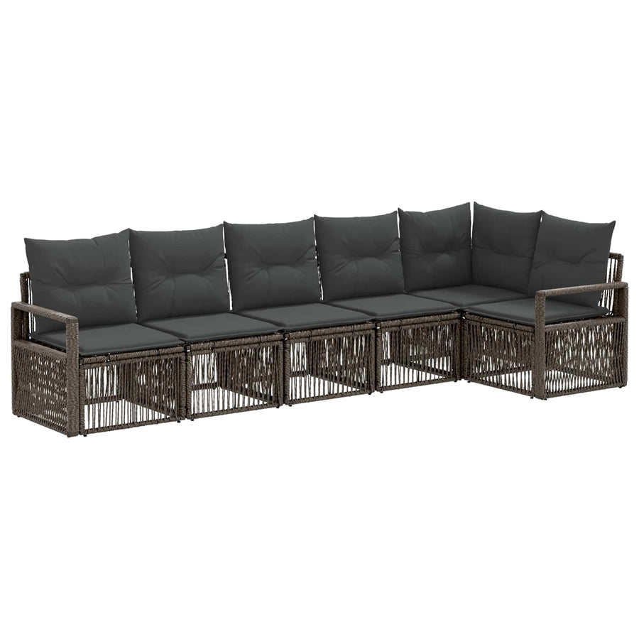 Tuinbankenset 6 pcs Grijs poly rattan