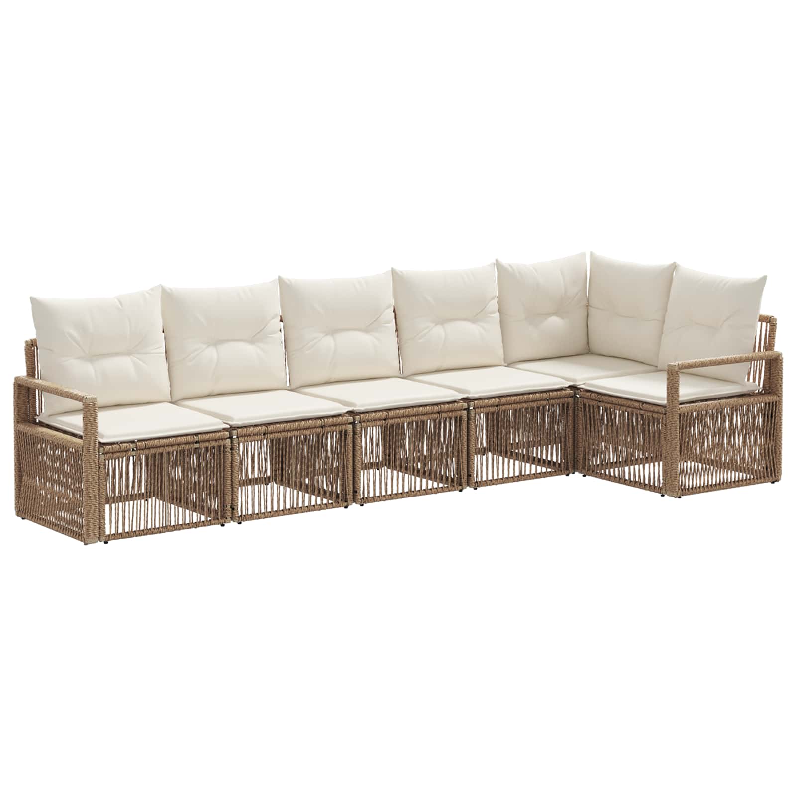Tuinbankenset 6 pcs Beige poly rattan