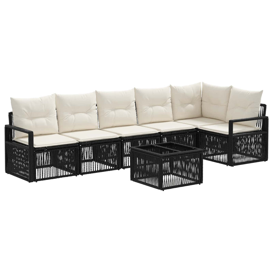 Tuinbankenset 7 pcs Zwart poly rattan