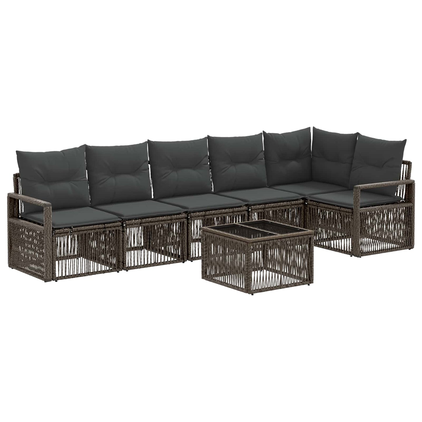 Tuinbankenset 7 pcs Grijs poly rattan