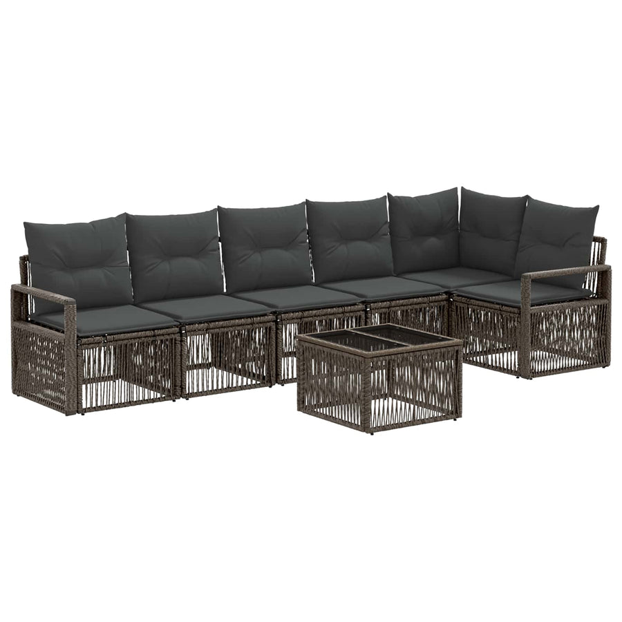 Tuinbankenset 7 pcs Grijs poly rattan