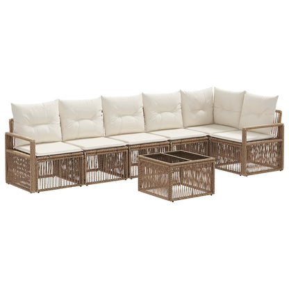 Tuinbankenset 7 pcs Beige poly rattan