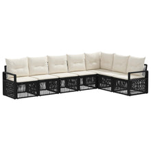 Tuinbankenset 7 pcs Zwart poly rattan