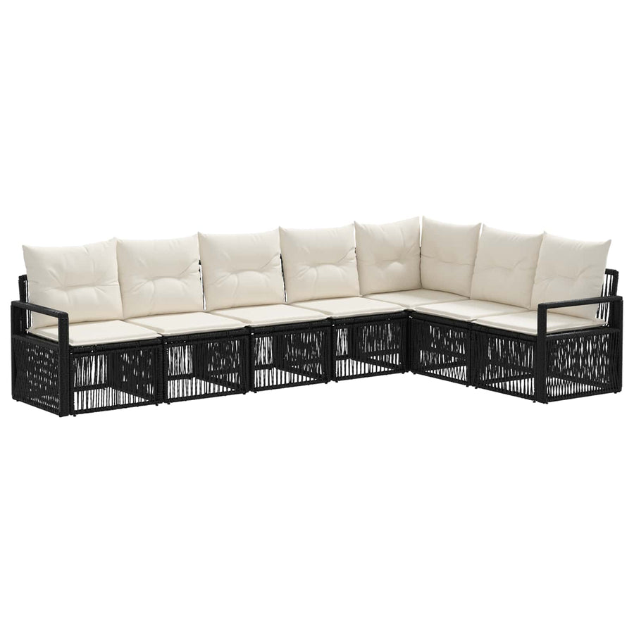 Tuinbankenset 7 pcs Zwart poly rattan