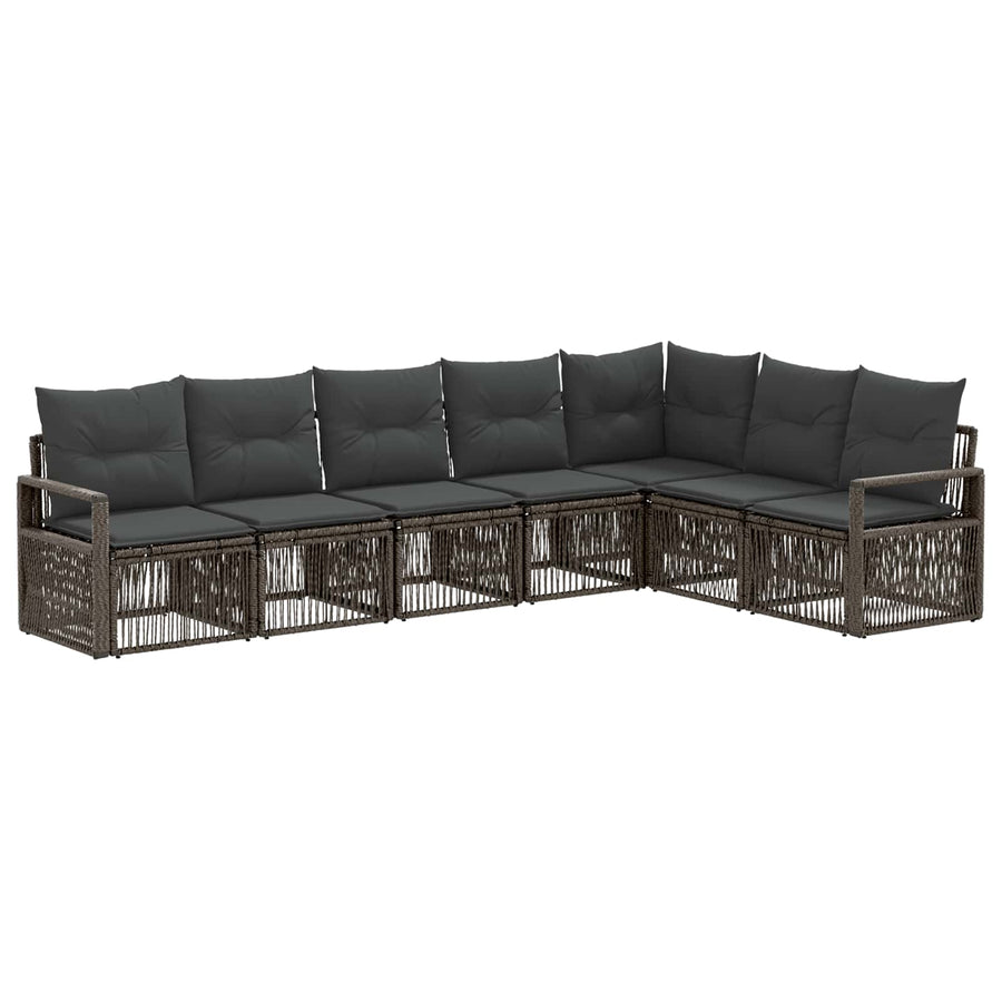 Tuinbankenset 7 pcs Grijs poly rattan