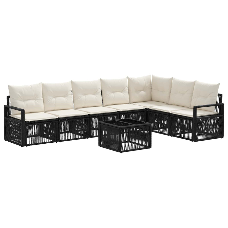 Tuinbankenset 8 pcs Zwart poly rattan