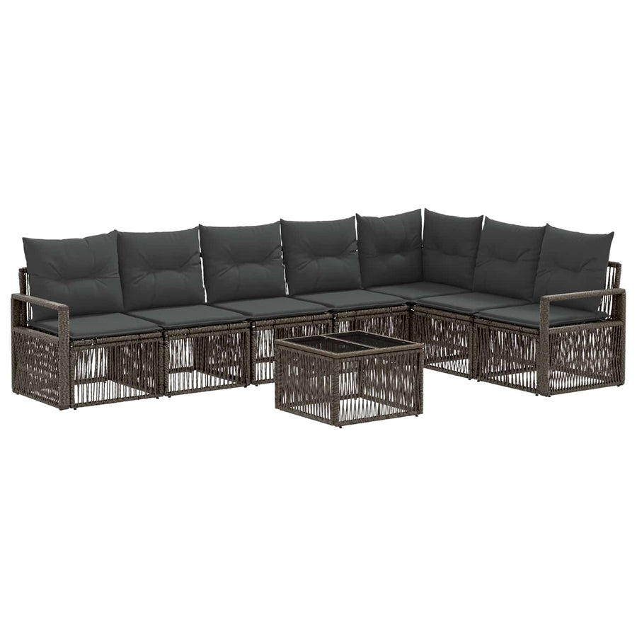 Tuinbankenset 8 pcs Grijs poly rattan