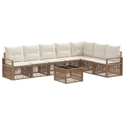 Tuinbankenset poly rattan beige 7 zitplaatsen
