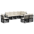 Tuinbankenset poly rattan zwart 8 personen