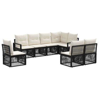 Tuinbankenset 8 pcs Zwart poly rattan