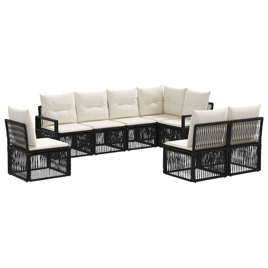 Tuinbankenset 8 pcs Zwart poly rattan