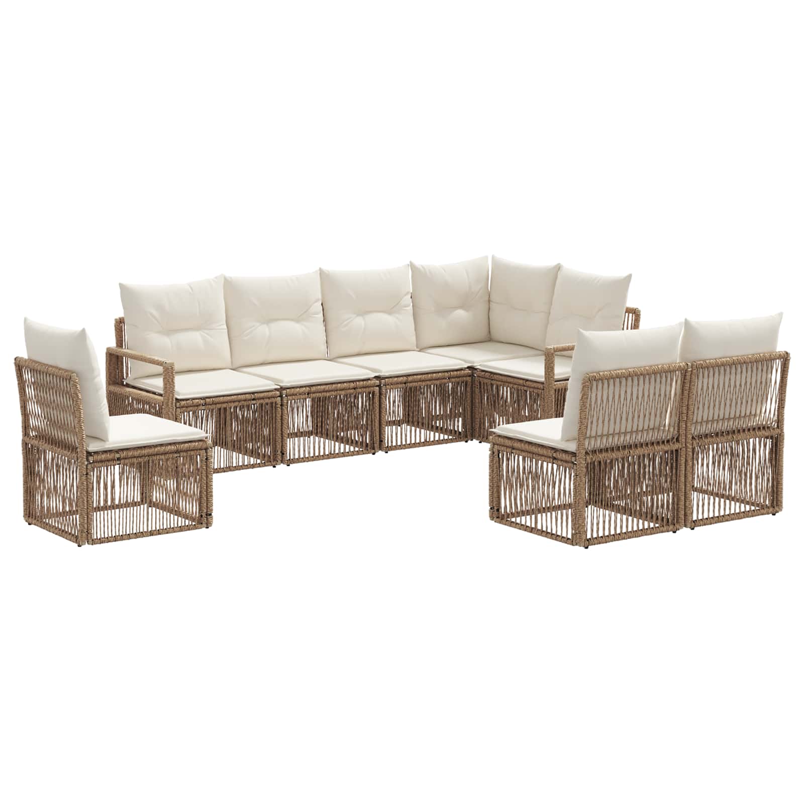 Tuinbankenset 8 pcs Beige poly rattan