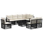 Garden Bench Set 9 pcs Black poly rattan