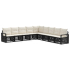 Tuinbankenset poly rattan zwart 9 zitplaatsen