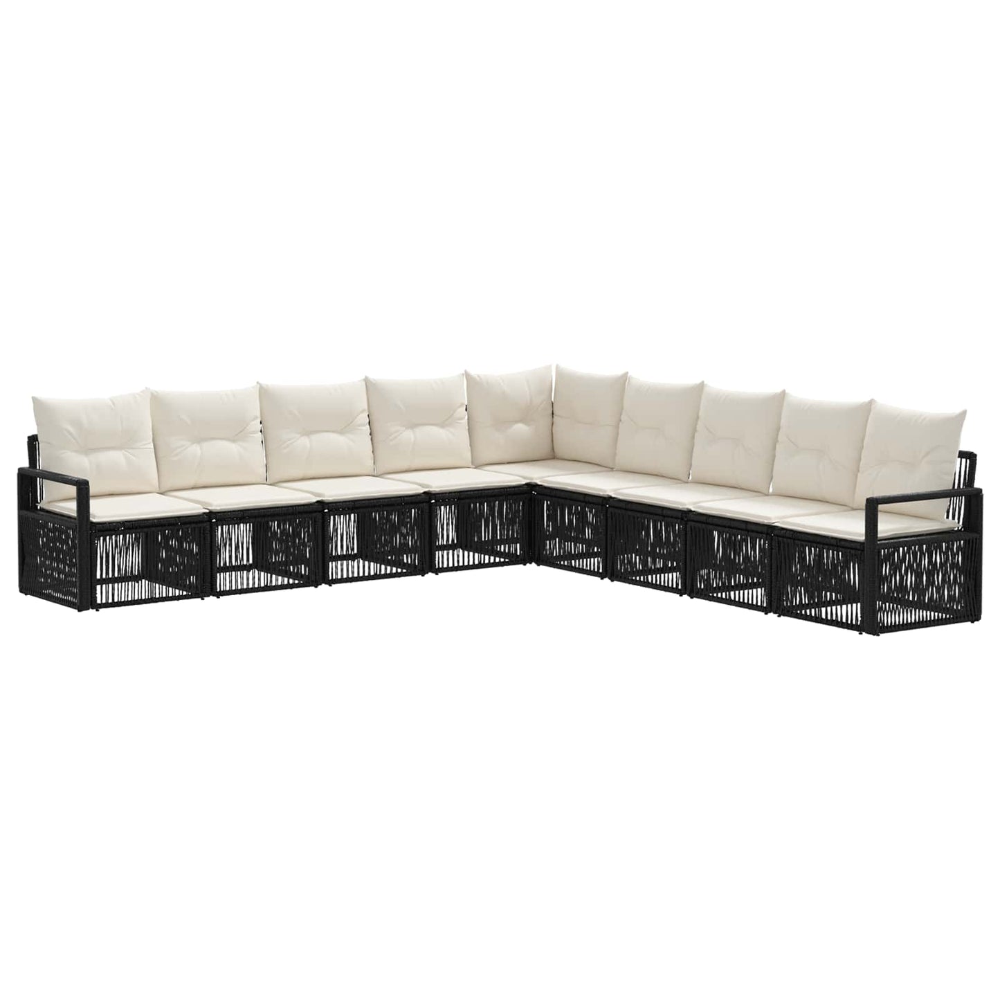 Tuinbankenset 9 pcs Zwart poly rattan