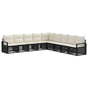 Tuinbankenset poly rattan zwart 9 zitplaatsen