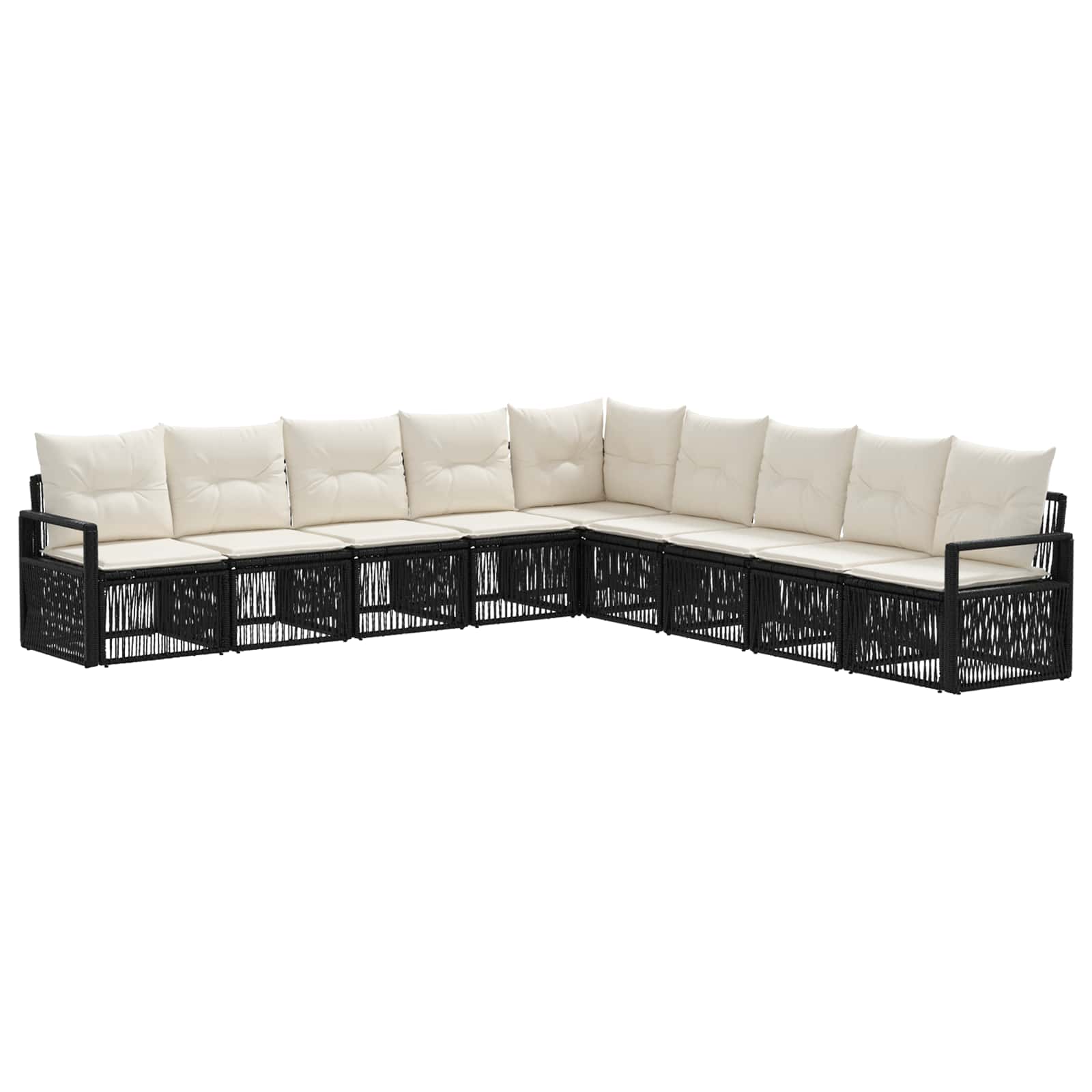 Tuinbankenset 9 pcs Zwart poly rattan