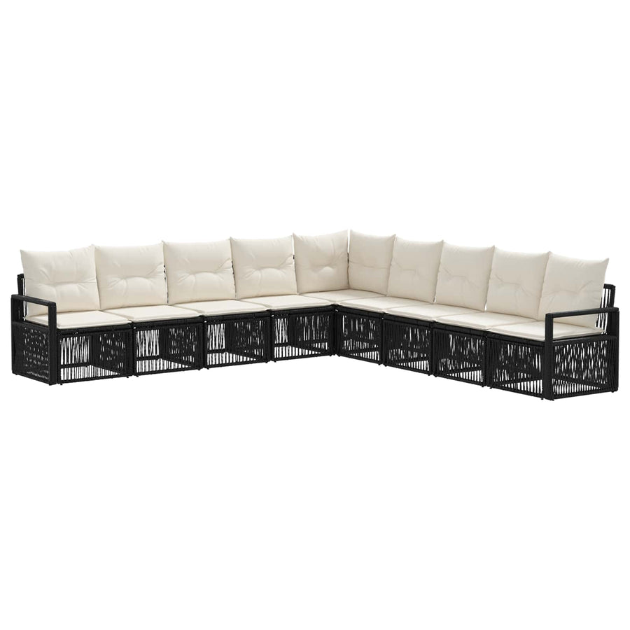 Tuinbankenset 9 pcs Zwart poly rattan