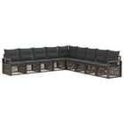 Tuinbankenset poly rattan grijs modulair 9 personen