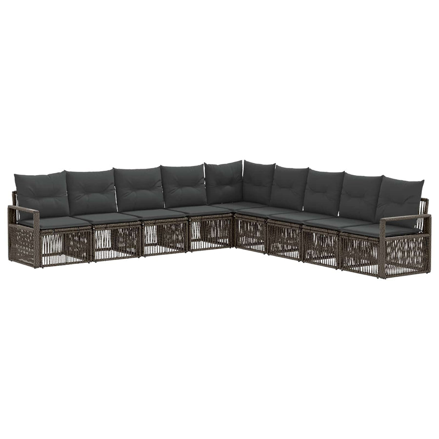 Tuinbankenset 9 pcs Grijs poly rattan