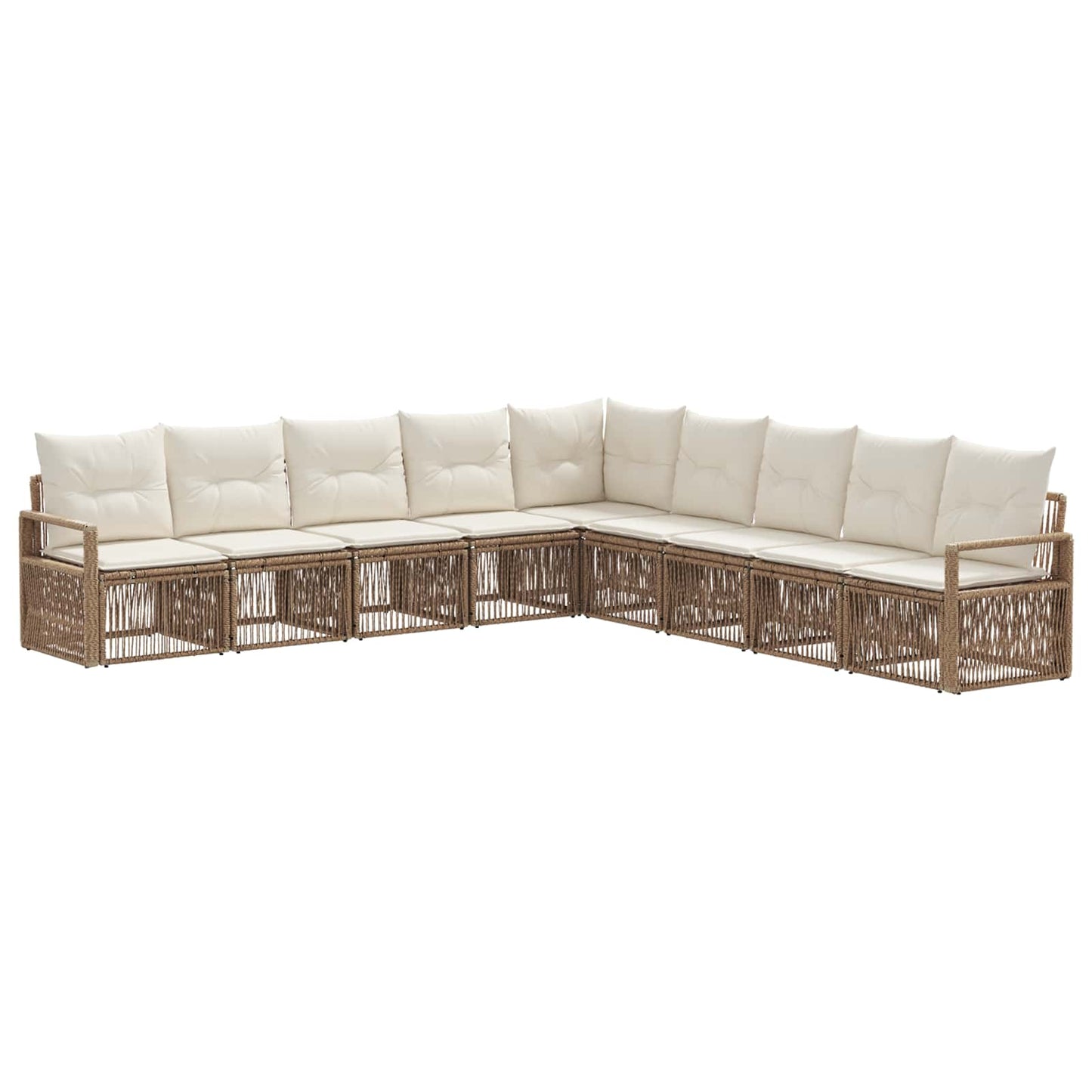 Tuinbankenset 9 pcs Beige poly rattan