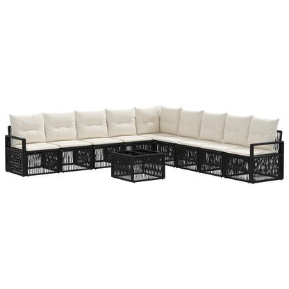 Tuinbankenset 10 pcs Zwart poly rattan