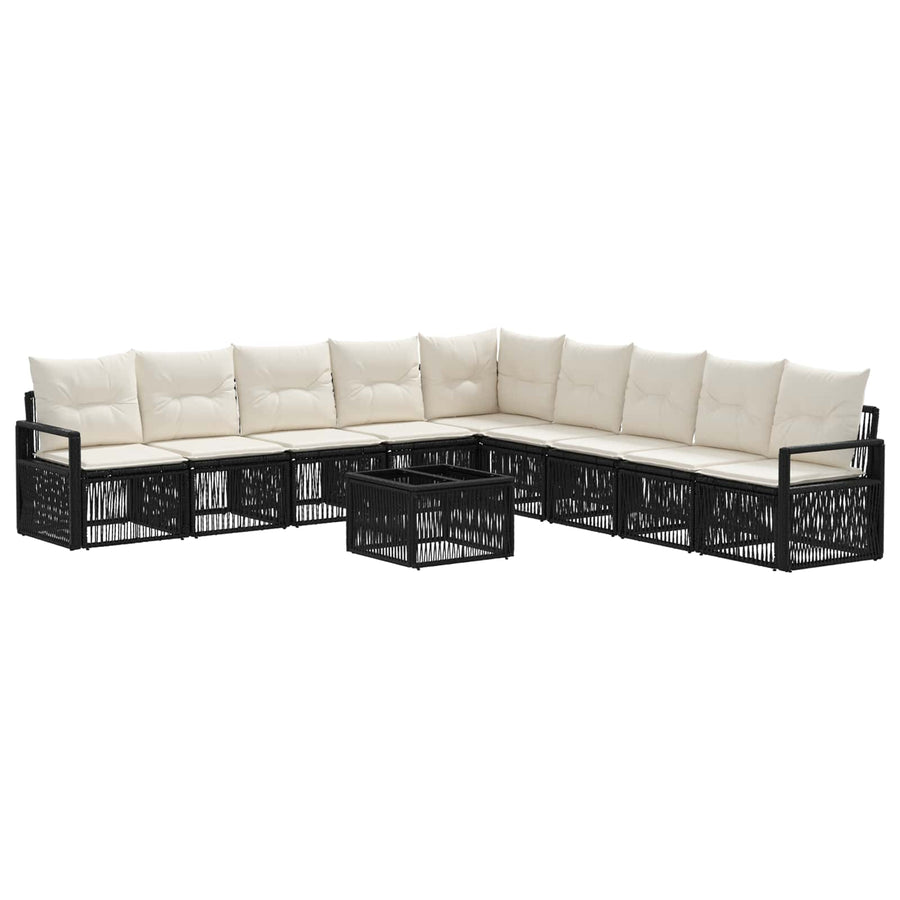 Tuinbankenset 10 pcs Zwart poly rattan