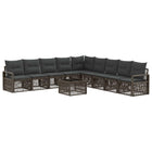 Tuinbankenset poly rattan grijs 10-delig