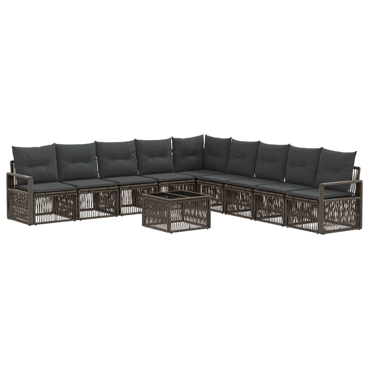 Tuinbankenset 10 pcs Grijs poly rattan