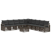 Tuinbankenset poly rattan grijs 10-delig