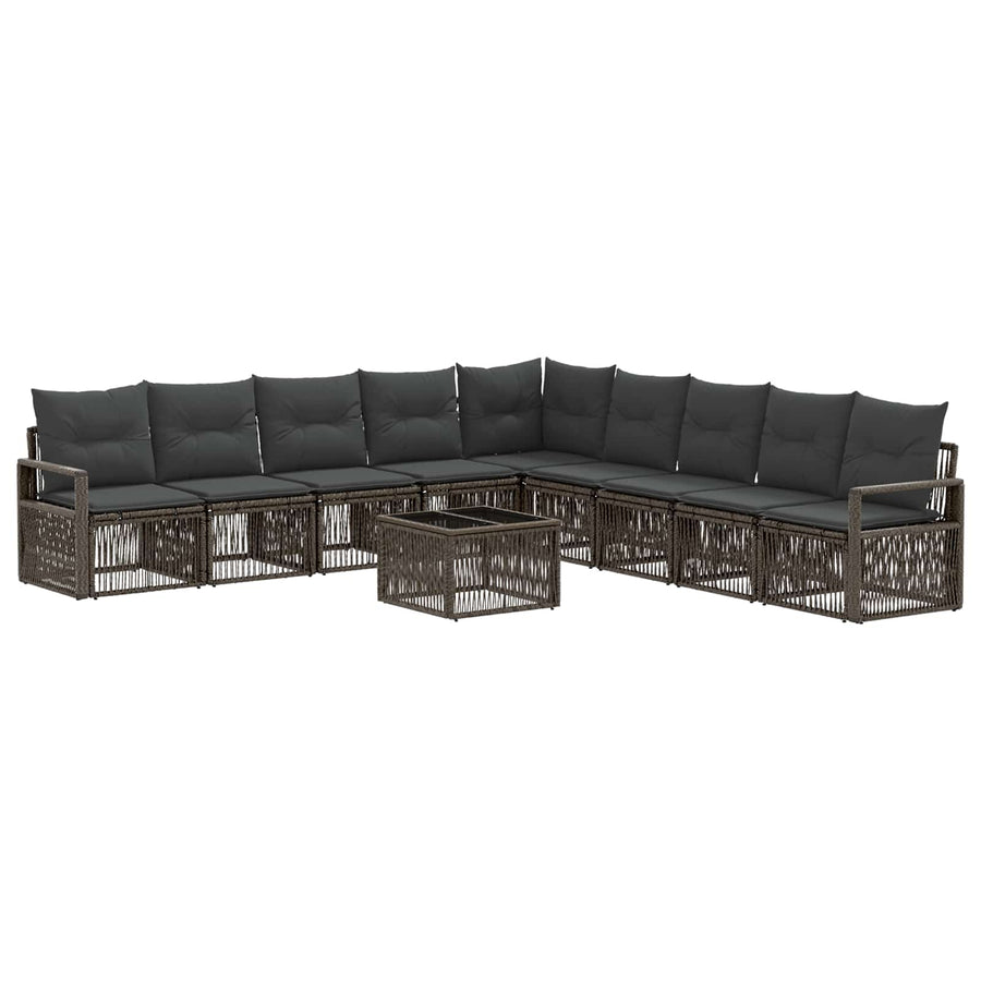 Tuinbankenset 10 pcs Grijs poly rattan