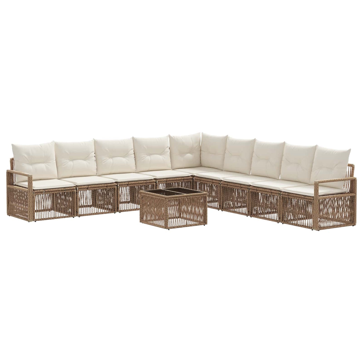 Tuinbankenset 10 pcs Beige poly rattan