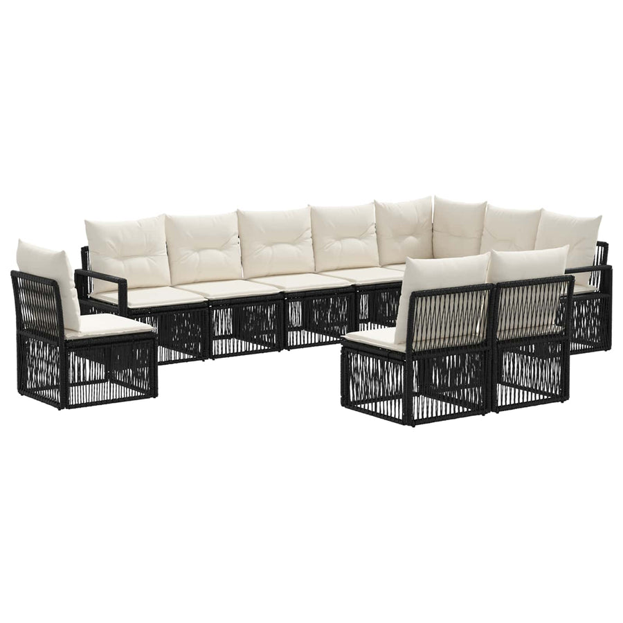 Tuinbankenset 10 pcs Zwart poly rattan