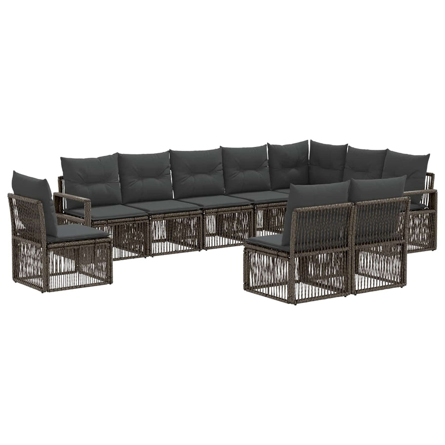Tuinbankenset 10 pcs Grijs poly rattan