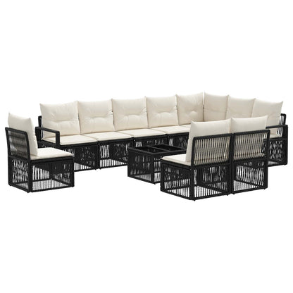 Tuinbankenset 11 pcs Zwart poly rattan