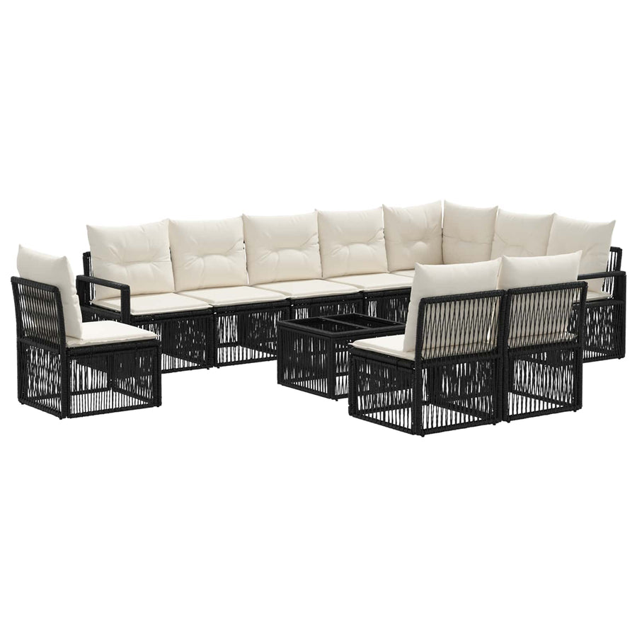 Tuinbankenset 11 pcs Zwart poly rattan