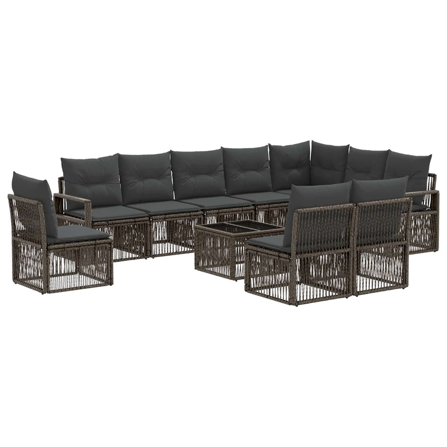 Tuinbankenset 11 pcs Grijs poly rattan