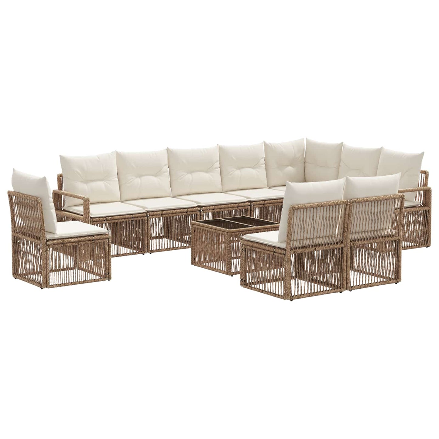 Tuinbankenset 11 pcs Beige poly rattan