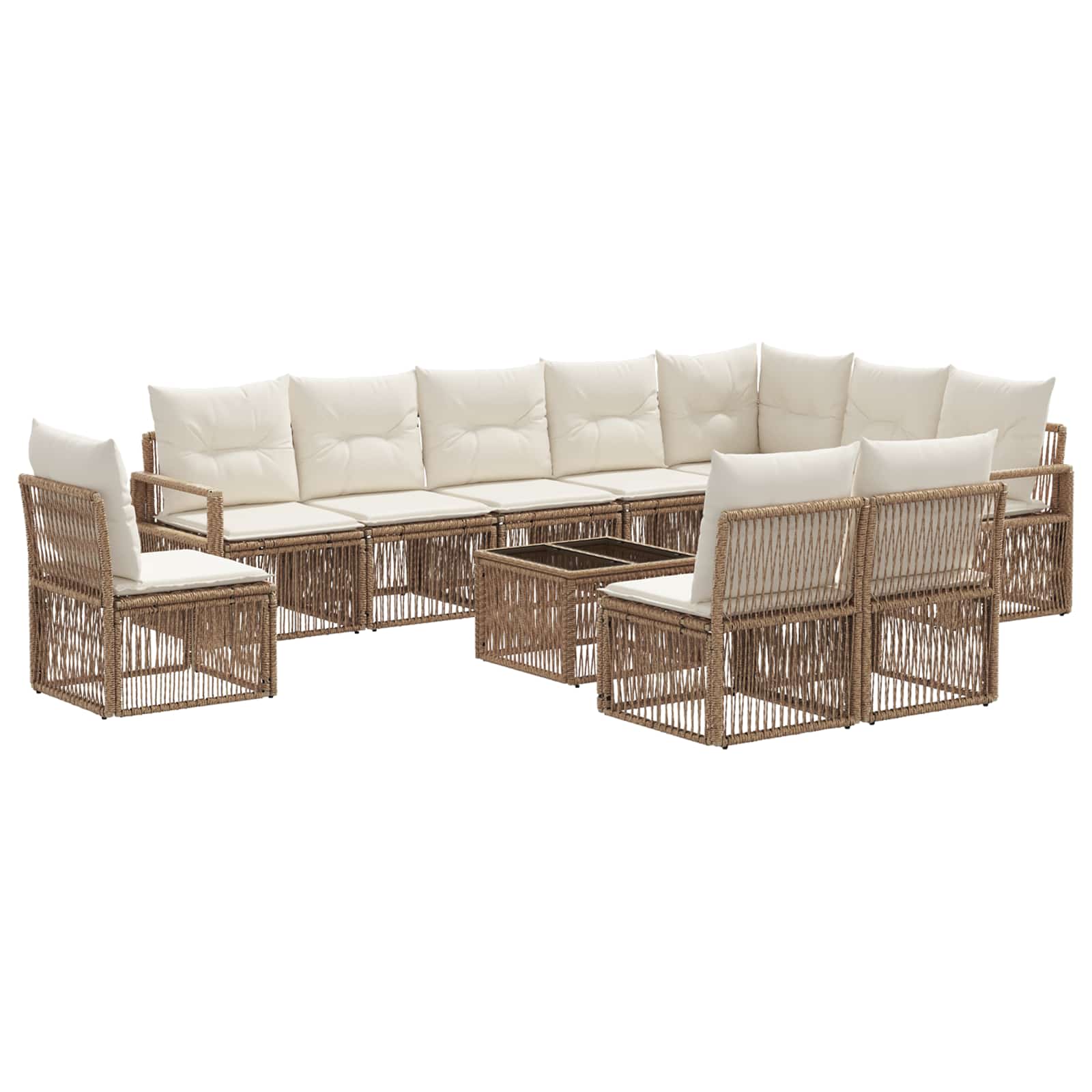 Tuinbankenset 11 pcs Beige poly rattan