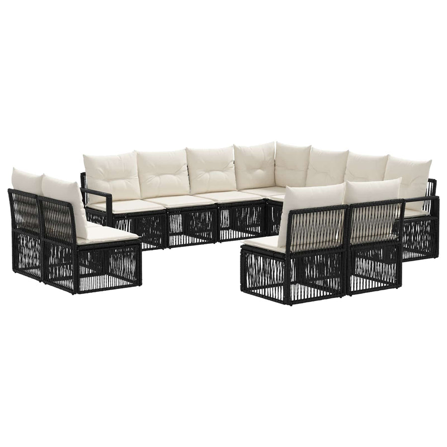 Tuinbankenset 11 pcs Zwart poly rattan
