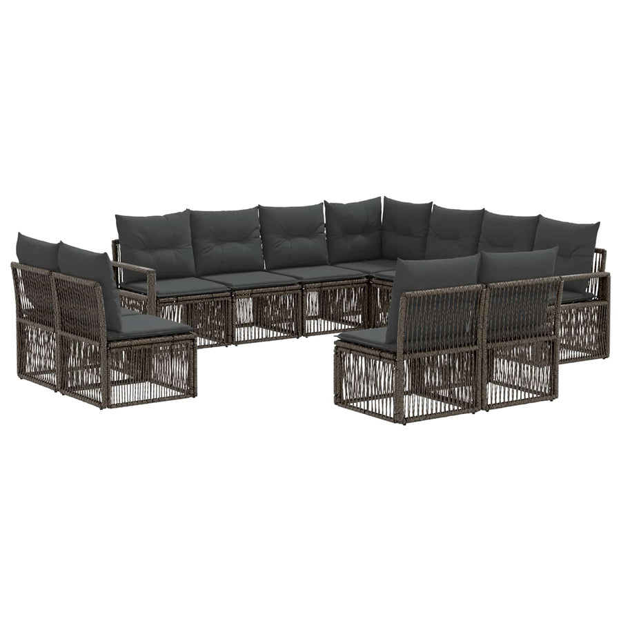 Tuinbankenset 11 pcs Grijs poly rattan