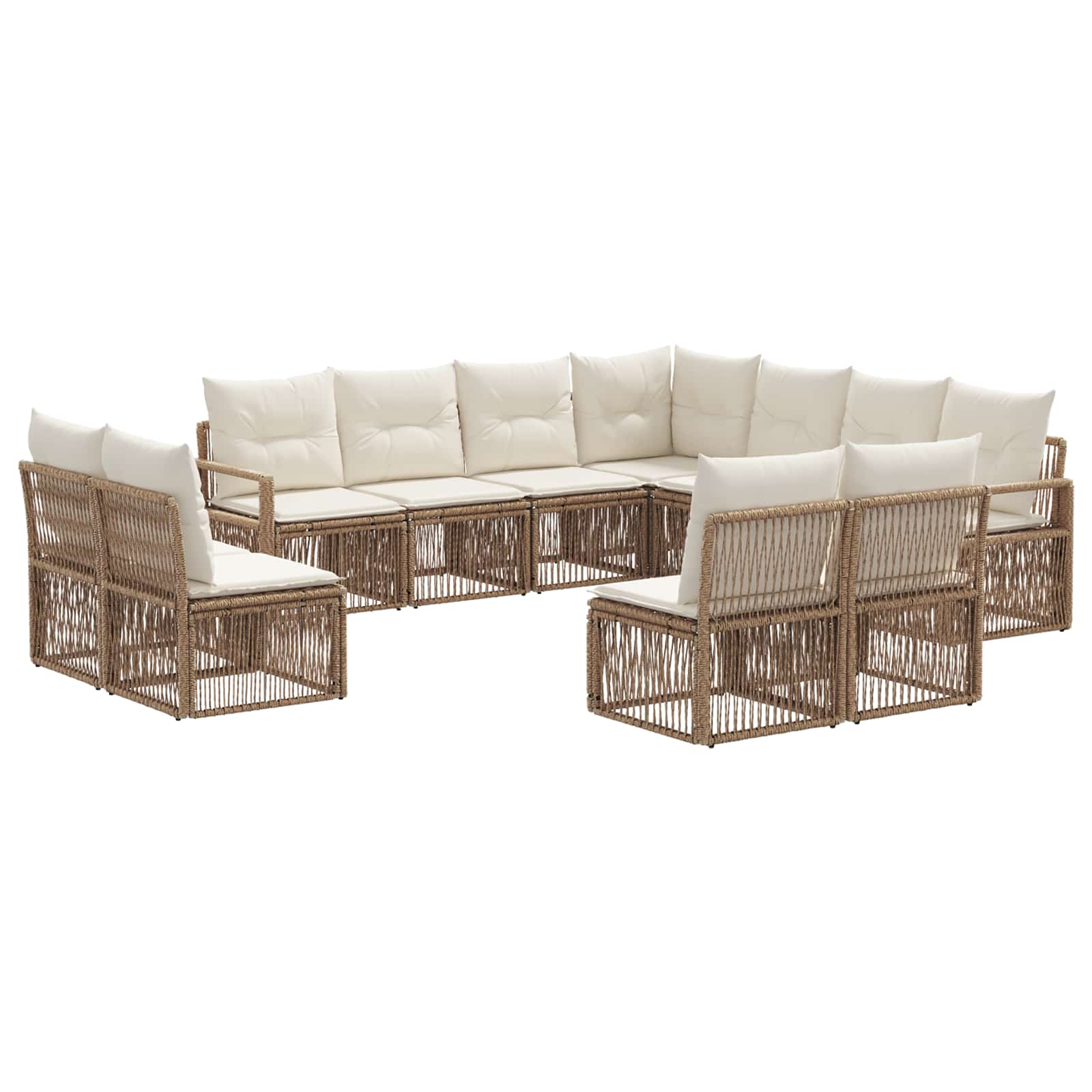 Tuinbankenset 11 pcs Beige poly rattan