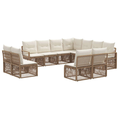 Tuinbankenset 11 pcs Beige poly rattan