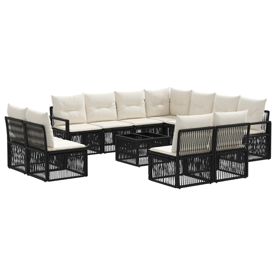 Tuinbankenset 12 pcs Zwart poly rattan