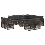 Tuinbankenset poly rattan grijs 12-delig